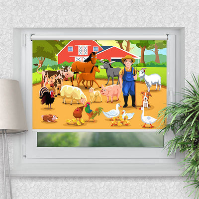Rollo Motiv Bauer mit Seinen Tieren - ohne bohren - Klemmrollo bis 150 cm Breite - Klemmfix mit Fotodruck - blickdicht - La-Melle