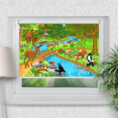 Rollo Motiv Wilde Tiere am Luss - ohne bohren - Klemmrollo bis 150 cm Breite - Klemmfix mit Fotodruck - blickdicht - La-Melle