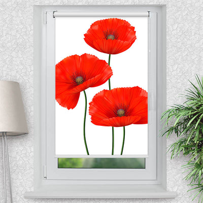 Rollo Motiv Mohnblumen - ohne bohren - Klemmrollo bis 150 cm Breite - Klemmfix mit Fotodruck - blickdicht - La-Melle