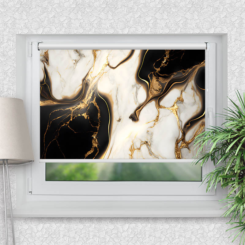 Klemmfix Rollo Abstrakt Marmor Weiss Schwarz