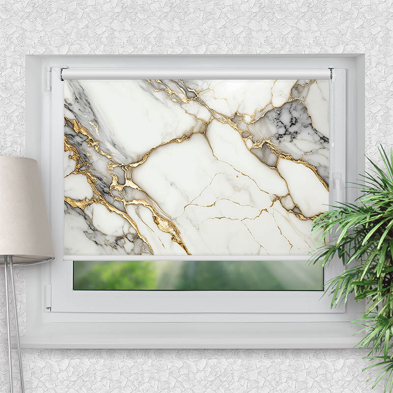 Klemmfix Rollo Gold Weiss Marmoriert