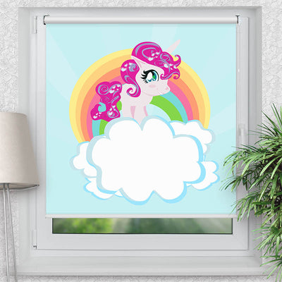 Rollo Motiv Pony auf der Wolke - ohne bohren - Klemmrollo bis 150 cm Breite - Klemmfix mit Fotodruck - blickdicht - La-Melle