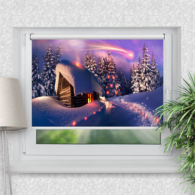 Klemmfix Rollo Schneehuette Winterlandschaft