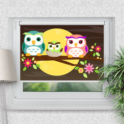 Rollo Motiv Eulen - ohne bohren - Klemmrollo bis 150 cm Breite - Klemmfix mit Fotodruck - blickdicht - La-Melle