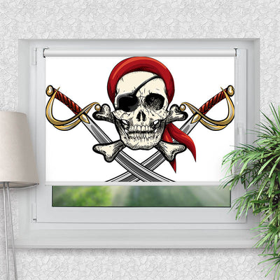 Rollo Motiv Totenkopf - ohne bohren - Klemmrollo bis 150 cm Breite - Klemmfix mit Fotodruck - blickdicht - La-Melle