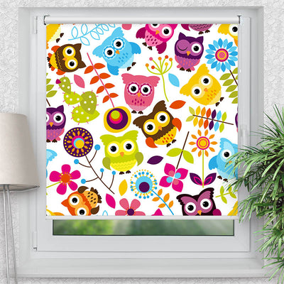 Rollo Motiv Eulen Grafik - ohne bohren - Klemmrollo bis 150 cm Breite - Klemmfix mit Fotodruck - blickdicht - La-Melle