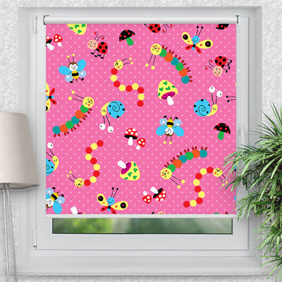 Rollo Motiv Raupen und Schmetterlinge - ohne bohren - Klemmrollo bis 150 cm Breite - Klemmfix mit Fotodruck - blickdicht - La-Melle