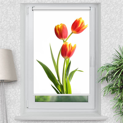 Rollo Motiv Tulpen - ohne bohren - Klemmrollo bis 150 cm Breite - Klemmfix mit Fotodruck - blickdicht - La-Melle