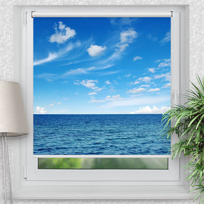 Rollo Motiv Ozean und Blauer Himmel - ohne bohren - Klemmrollo bis 150 cm Breite - Klemmfix mit Fotodruck - blickdicht - La-Melle