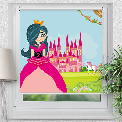 Rollo Motiv Prinzessin vor dem Schloss - ohne bohren - Klemmrollo bis 150 cm Breite - Klemmfix mit Fotodruck - blickdicht - La-Melle