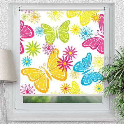 Rollo Motiv Schmetterlinge Grafik - ohne bohren - Klemmrollo bis 150 cm Breite - Klemmfix mit Fotodruck - blickdicht - La-Melle
