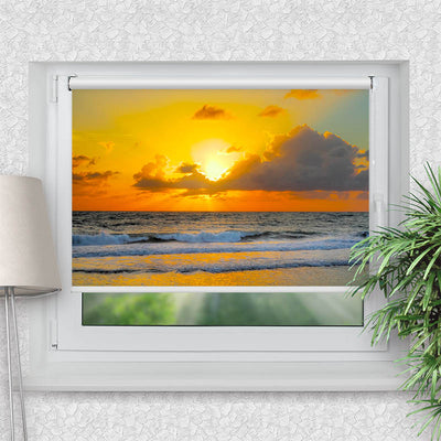 Rollo Motiv Sonnenuntergang Meer - ohne bohren - Klemmrollo bis 150 cm Breite - Klemmfix mit Fotodruck - blickdicht - La-Melle