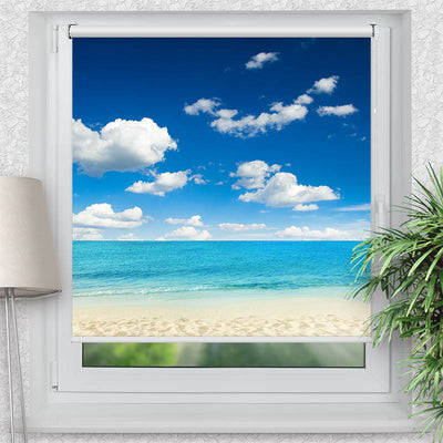 Rollo Motiv Meer mit Blauem Himmel - ohne bohren - Klemmrollo bis 150 cm Breite - Klemmfix mit Fotodruck - blickdicht - La-Melle