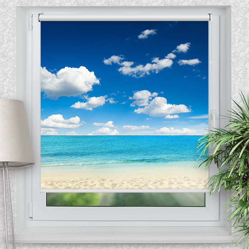 Rollo Motiv "Meer mit Blauem Himmel" - ohne bohren - Klemmrollo bis 150 cm Breite - Klemmfix mit Fotodruck - blickdicht - La-Melle