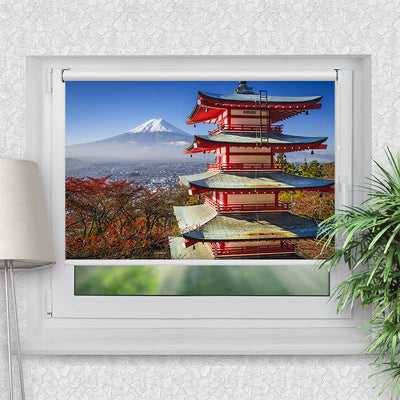 Rollo Motiv Fuji im Herbst - ohne bohren - Klemmrollo bis 150 cm Breite - Klemmfix mit Fotodruck - blickdicht - La-Melle