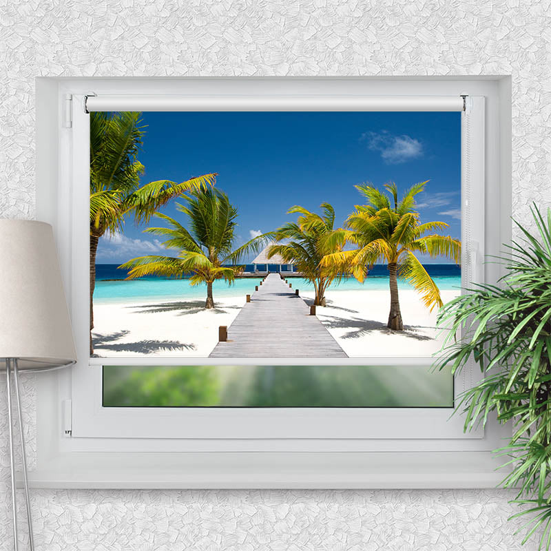 Klemmfix Rollo Malediven Strand Palmen