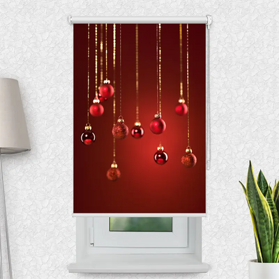 Klemmfix Rollo Rote Weihnachtskugeln | Motiv-Klemmrollo
