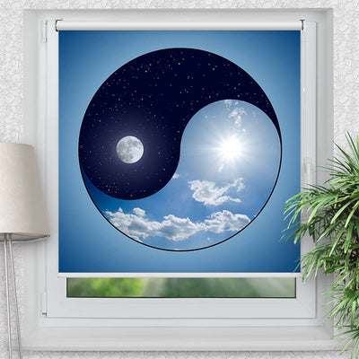 Rollo Motiv Yin und Yang - ohne bohren - Klemmrollo bis 150 cm Breite - Klemmfix mit Fotodruck - blickdicht - La-Melle