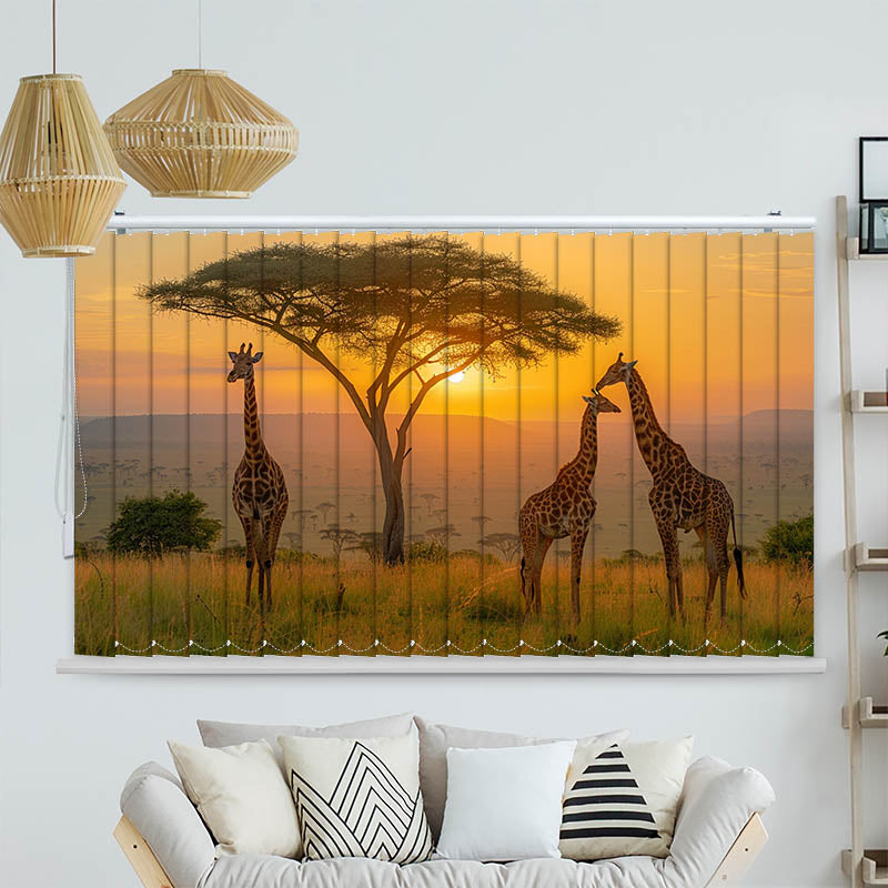 Lamellenvorhang Motiv Afrika Giraffen Savanne