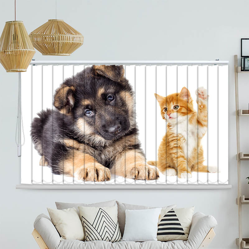 Lamellenvorhang Motiv Welpe und Kitten