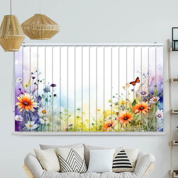 Lamellenvorhang Motiv "Wildblumen mit Schmetterling"