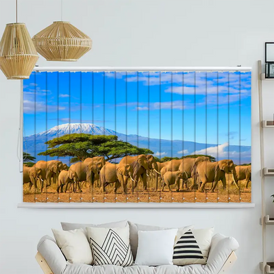 Lamellenvorhang Motiv Elefanten am Kilimandscharo