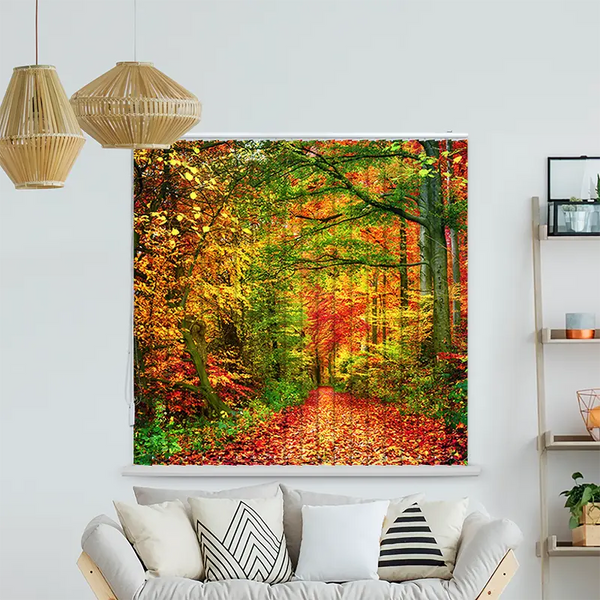 Lamellenvorhang Motiv "Weg Im Herbstwald"