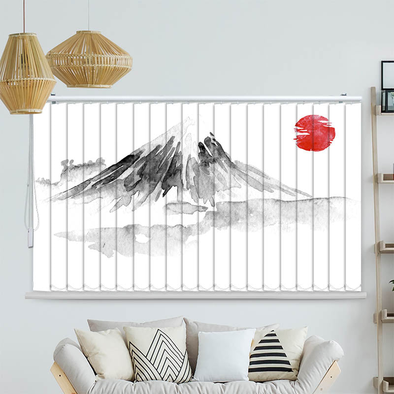 Lamellenvorhang Motiv Fujiyama Zeichnung Asiatisch