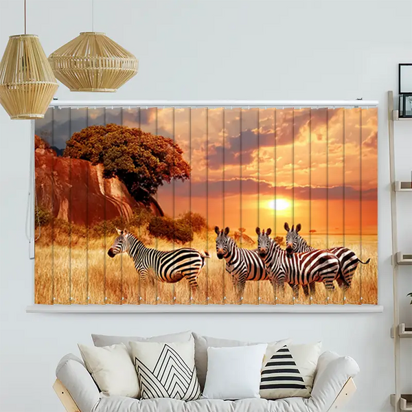 Lamellenvorhang Motiv "Zebras in Afrikas Savanne"