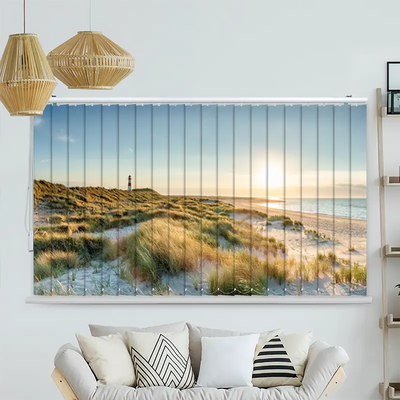 Lamellenvorhang Motiv Leuchtturm Strand Meer auf Sylt