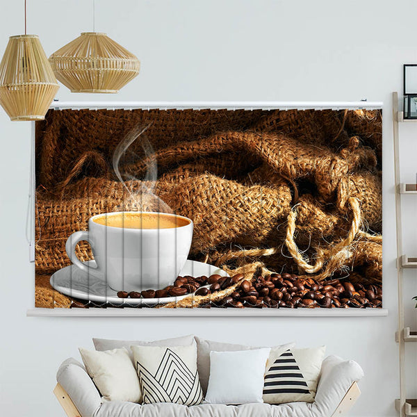 Lamellenvorhang Motiv "Kaffeetasse Bohnen"