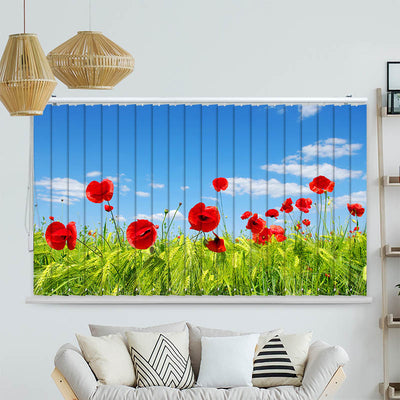 Lamellenvorhang Motiv Wellen Gruen Grau