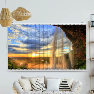 Lamellenvorhang Motiv See mit Wald und Bergen