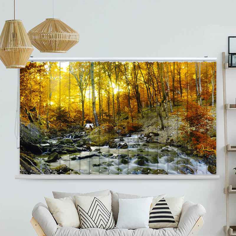Lamellenvorhang Motiv "Herbstwald Fluss"