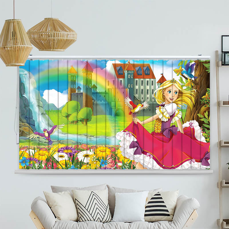 Lamellenvorhang Motiv "Prinzessin Regenbogen Schloss"