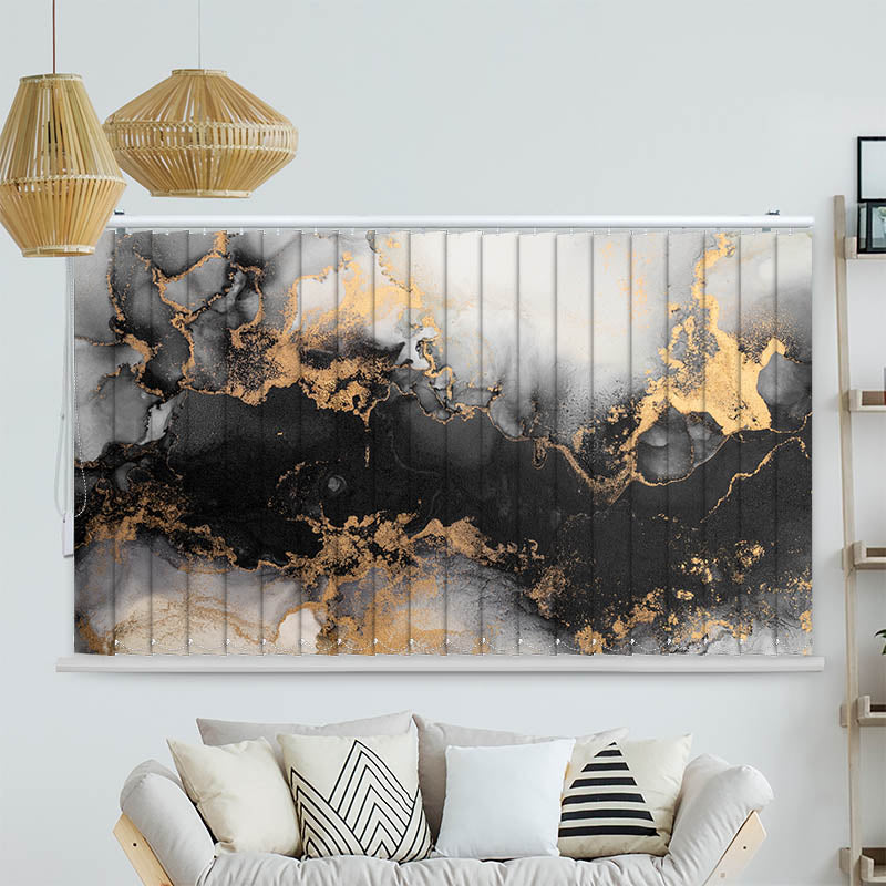 Lamellenvorhang Motiv Abstrakt Marmor Schwarz Gold