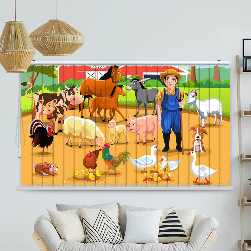 Lamellenvorhang Motiv "Bauer mit Seinen Tieren"