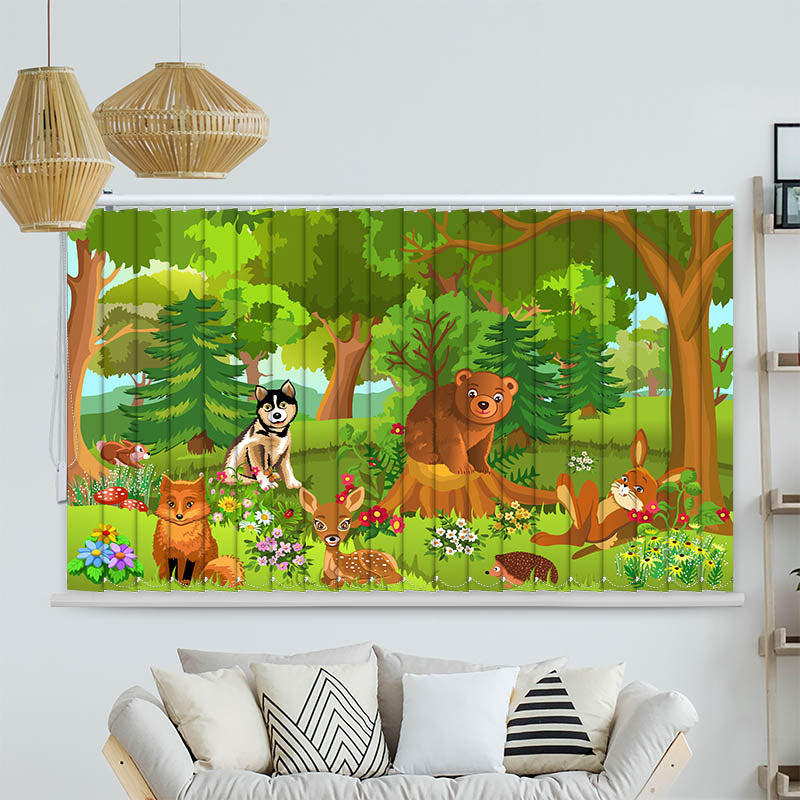 Lamellenvorhang Motiv "Wilde Tiere im Wald"