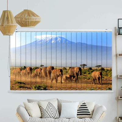 Lamellenvorhang Motiv Elefanten am Kilimandscharo