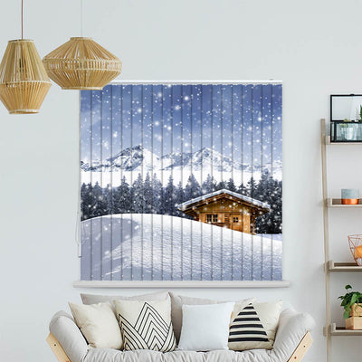 Lamellenvorhang Motiv Schneehuette Winter
