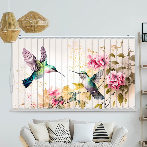 Lamellenvorhang Motiv "Kolibri Blueten"