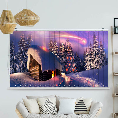 Lamellenvorhang Motiv Schneehuette Winterlandschaft
