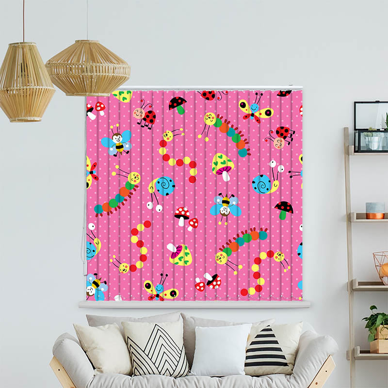 Lamellenvorhang Motiv "Raupen und Schmetterlinge"