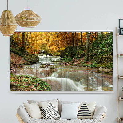 Lamellenvorhang Motiv Herbstwald mit Fluss