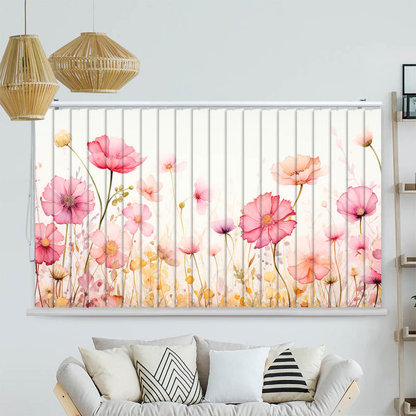 Lamellenvorhang Motiv "Aquarell Rosen und Mohn"