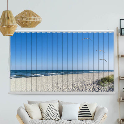 Lamellenvorhang Motiv Strand mit Moewen