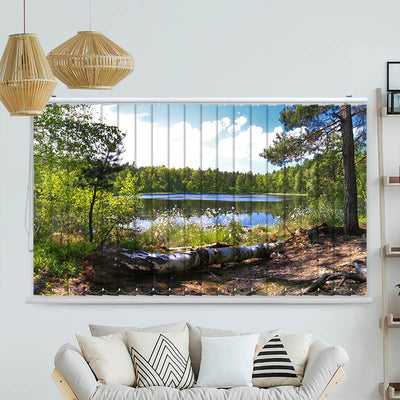 Lamellenvorhang Motiv Waldsee Panorama