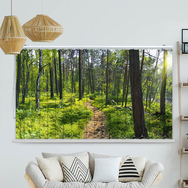 Lamellenvorhang Motiv "Wald Sonnenstrahlen Panorama"