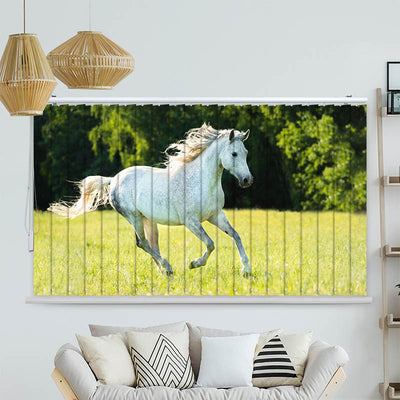 Lamellenvorhang Motiv Weisses Pferd im Gras