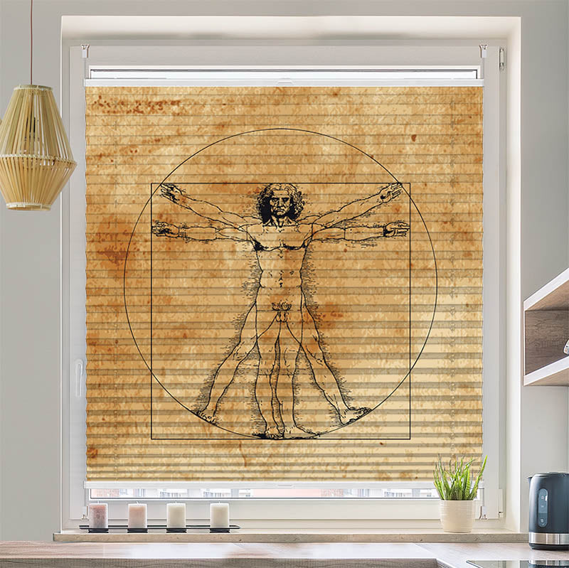 Plissee Motiv Vintage Vitruvian Man